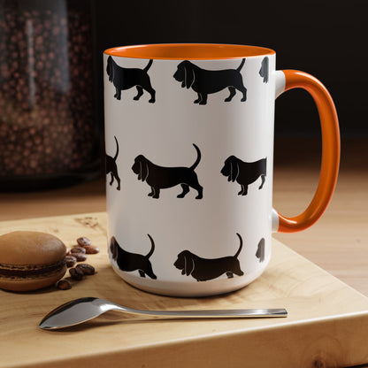 Basset Hound Silhouette 2-Tone Coffee Mug
