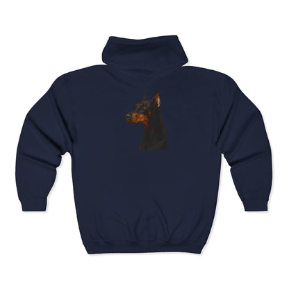 Doberman Head Unisex Full Zip Hoodie