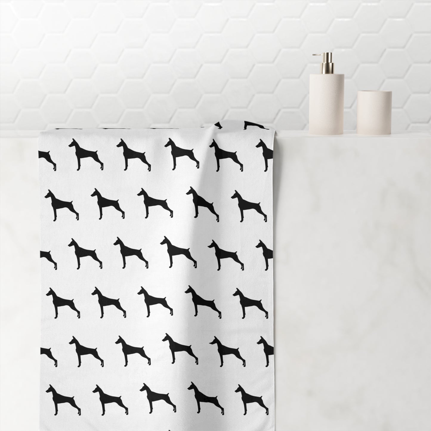 Doberman Silhouette Mink-Cotton  Beach Towel