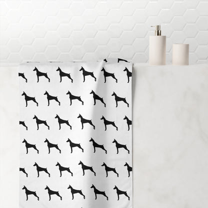 Doberman Silhouette Mink-Cotton  Beach Towel