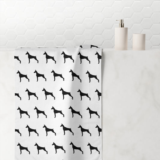 Doberman Silhouette Mink-Cotton  Beach Towel