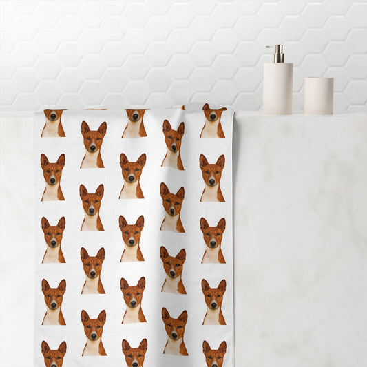 Basenji Head Mink-Cotton  Beach Towel