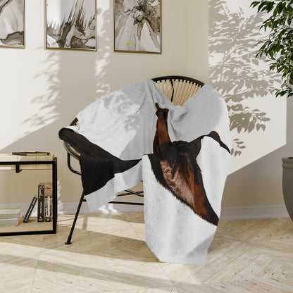Doberman Head Velveteen Microfiber Blanket
