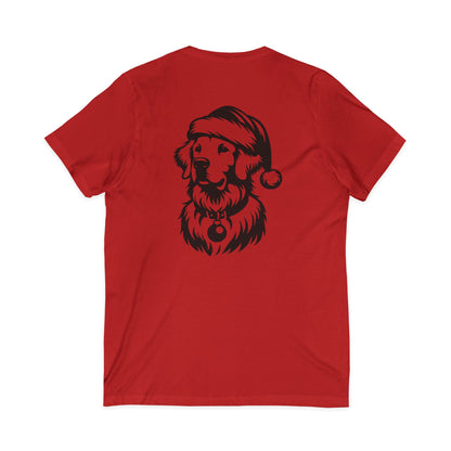 Santa Paws Golden Unisex Short Sleeve V-Neck Tee
