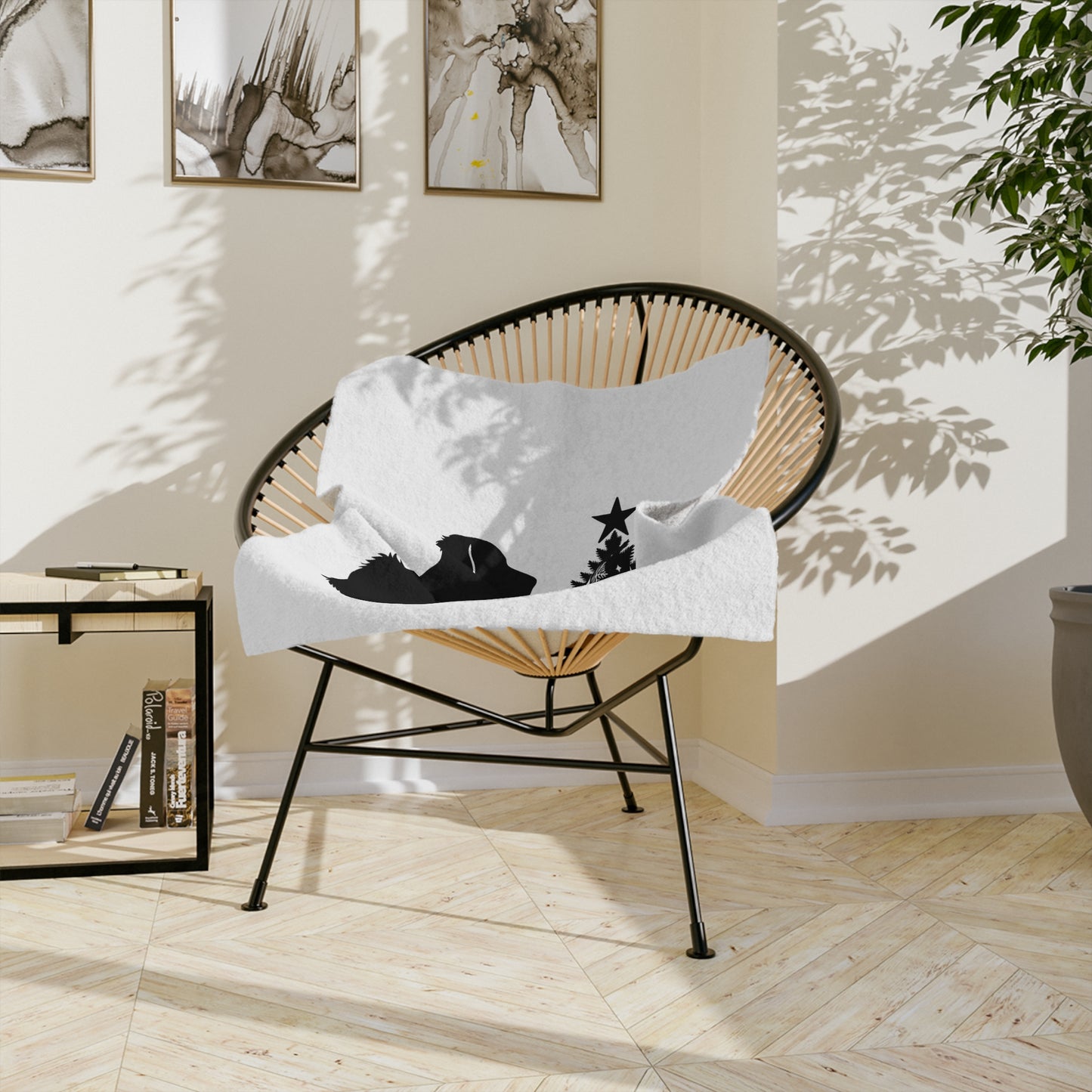 Golden Christmas Tree Velveteen Microfiber Blanket