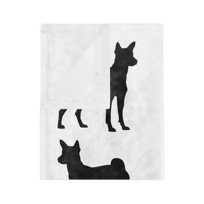 Basenji Silhouette Velveteen Microfiber Blanket