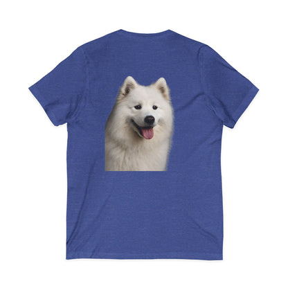 Samoyed Head Unisex Short Sleeve V-Neck Tee