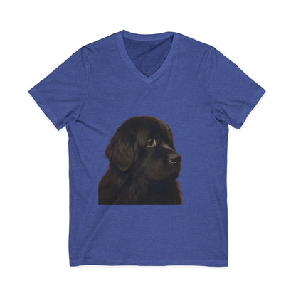 Newfie Head Unisex Short Sleeve V-Neck Tee