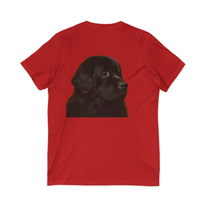 Newfie Head Unisex Short Sleeve V-Neck Tee