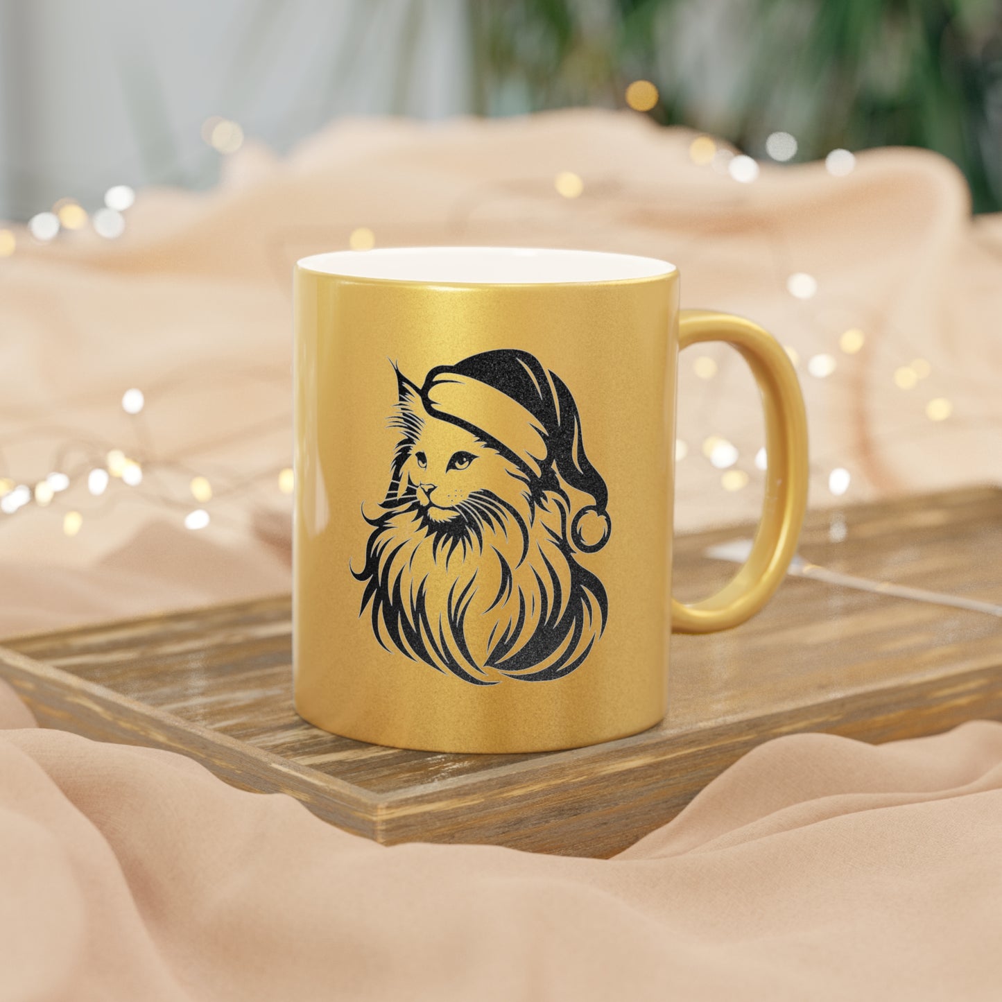 Santa Paws Cat Metallic Coffee Mug
