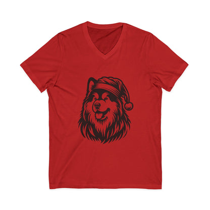 Santa Paws Malamute Unisex Short Sleeve V-Neck Tee
