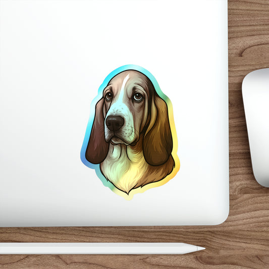 Basset Hound Head Holographic Sticker