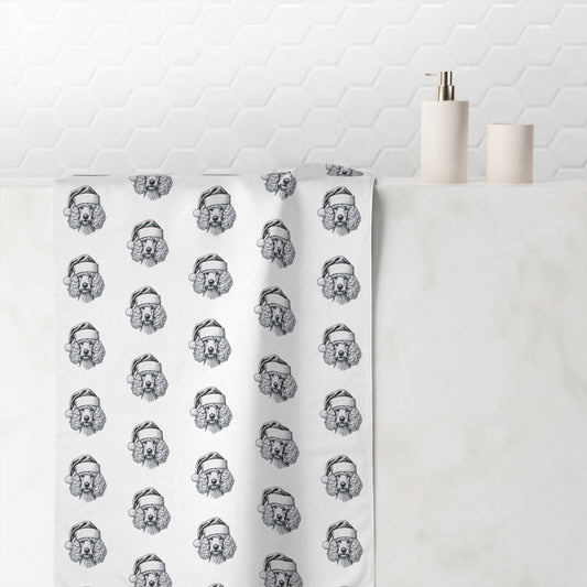 Santa Paws Poodle Mink-Cotton  Beach Towel