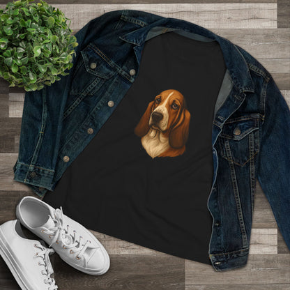 Basset Hound Head Women's Short Sleeve Crewneck Tee