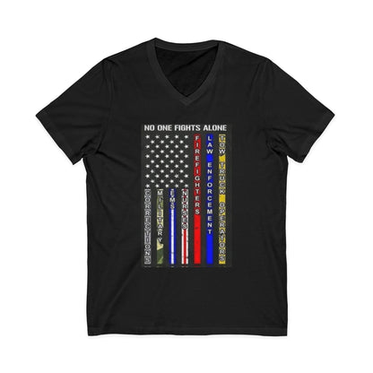 No One Fights Alone Unisex Short Sleeve V-Neck Tee