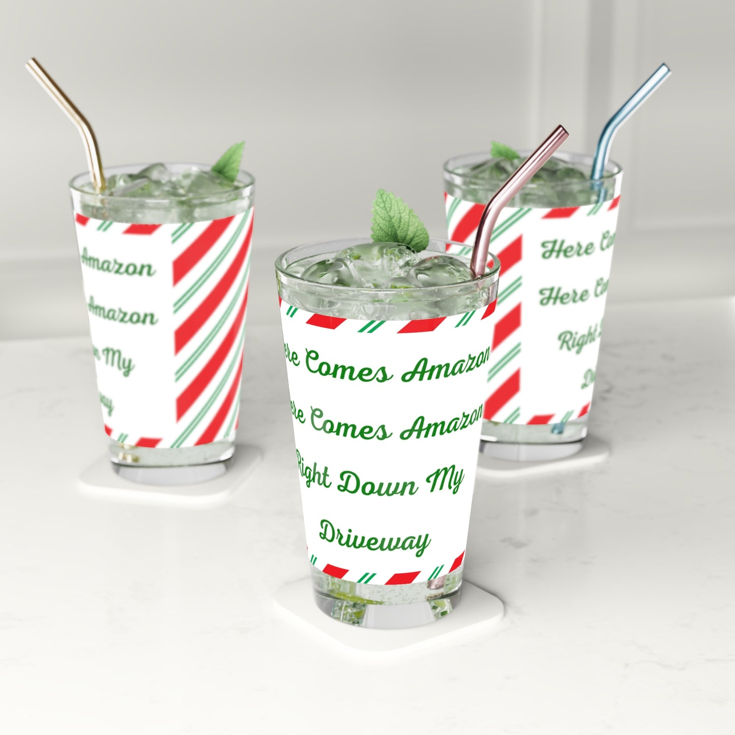 Here Comes Amazon Drinking Glass