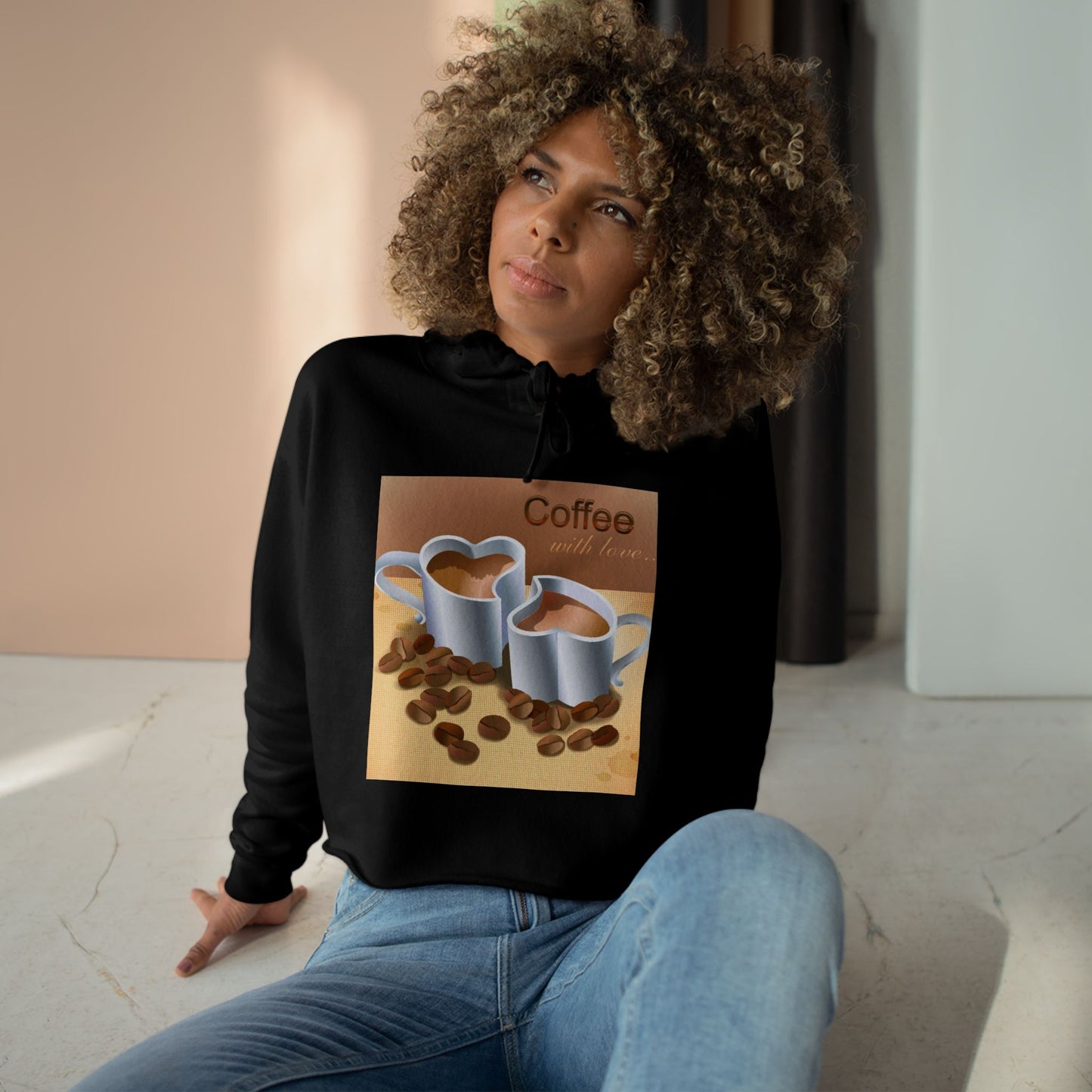 Coffee With Love Women's Crop Hoodie