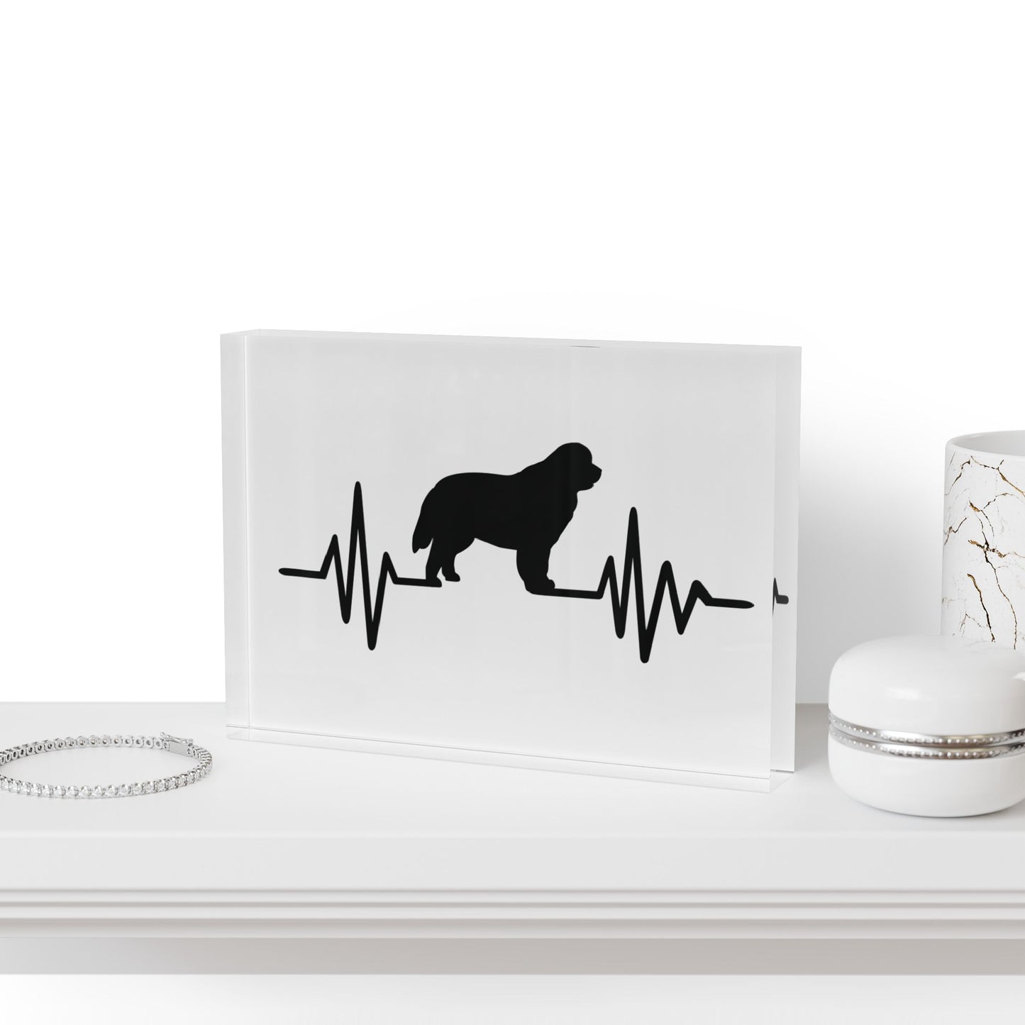 My Heart Beats For Newfies Acrylic Photo Block