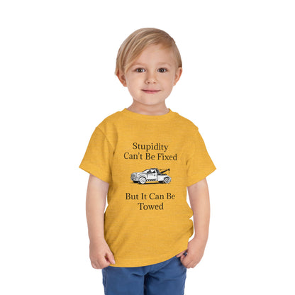 Stupidity Wheel Lift Tow Truck Toddler Unisex Short Sleeve Crewneck Tee