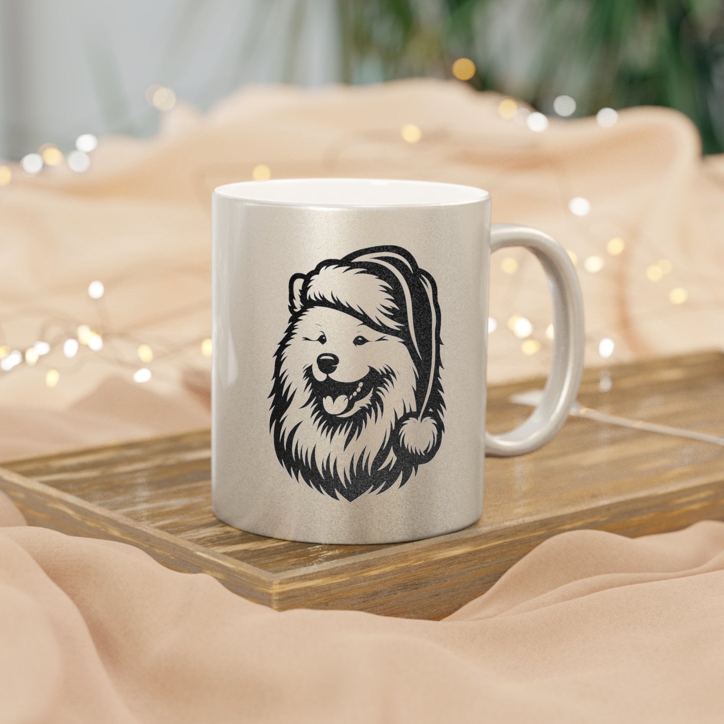 Santa Paws Samoyed Metallic Coffee Mug