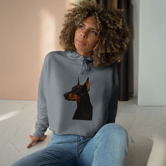 Doberman Head Women's Crop Hoodie