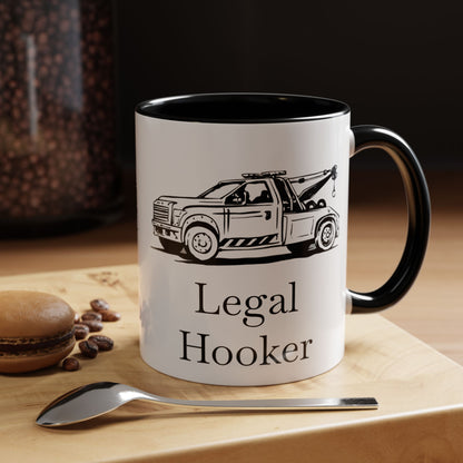 Legal H**ker Wheel Lift Tow Truck 2-Tone Coffee Mug