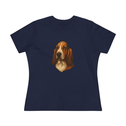 Basset Hound Head Women's Short Sleeve Crewneck Tee