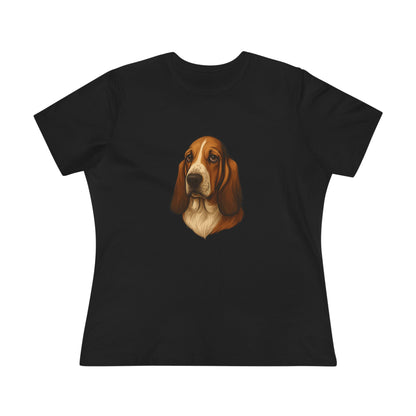 Basset Hound Head Women's Short Sleeve Crewneck Tee