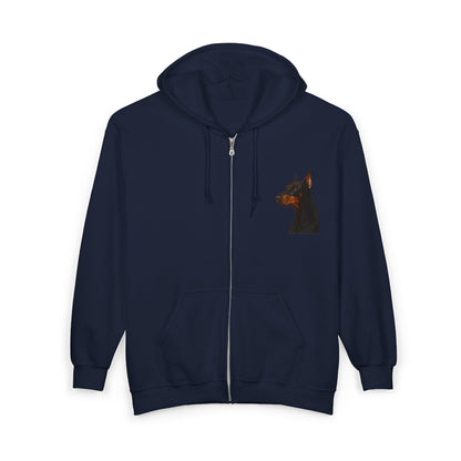 Doberman Head Unisex Full Zip Hoodie