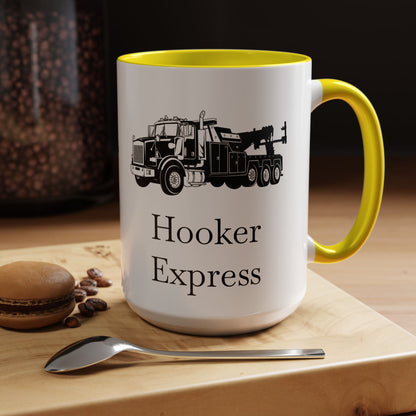 H**ker Express Heavy Tow Truck 2-Tone Coffee Mug