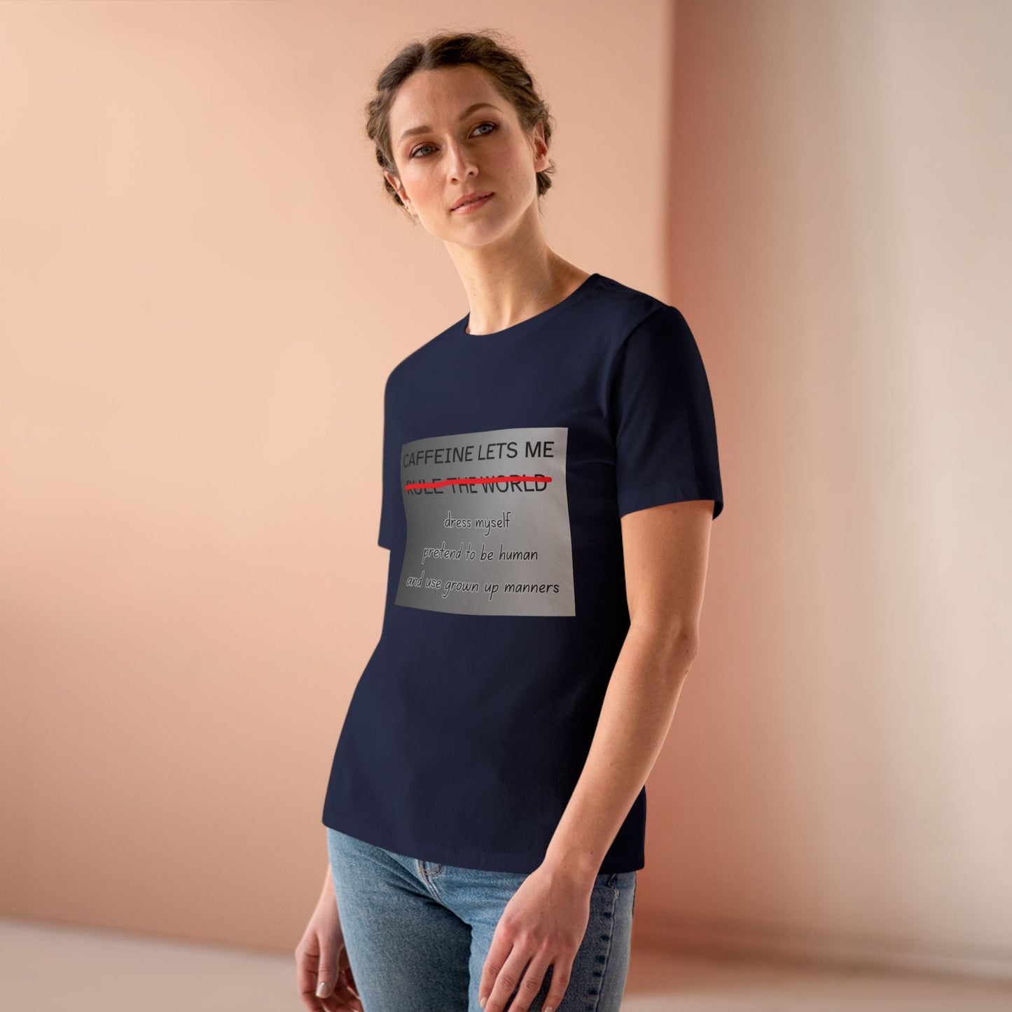 Caffeine Lets Me Women's Short Sleeve Crewneck Tee