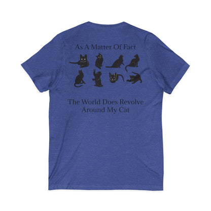 Matter Of Fact Cat Unisex Short Sleeve V-Neck Tee