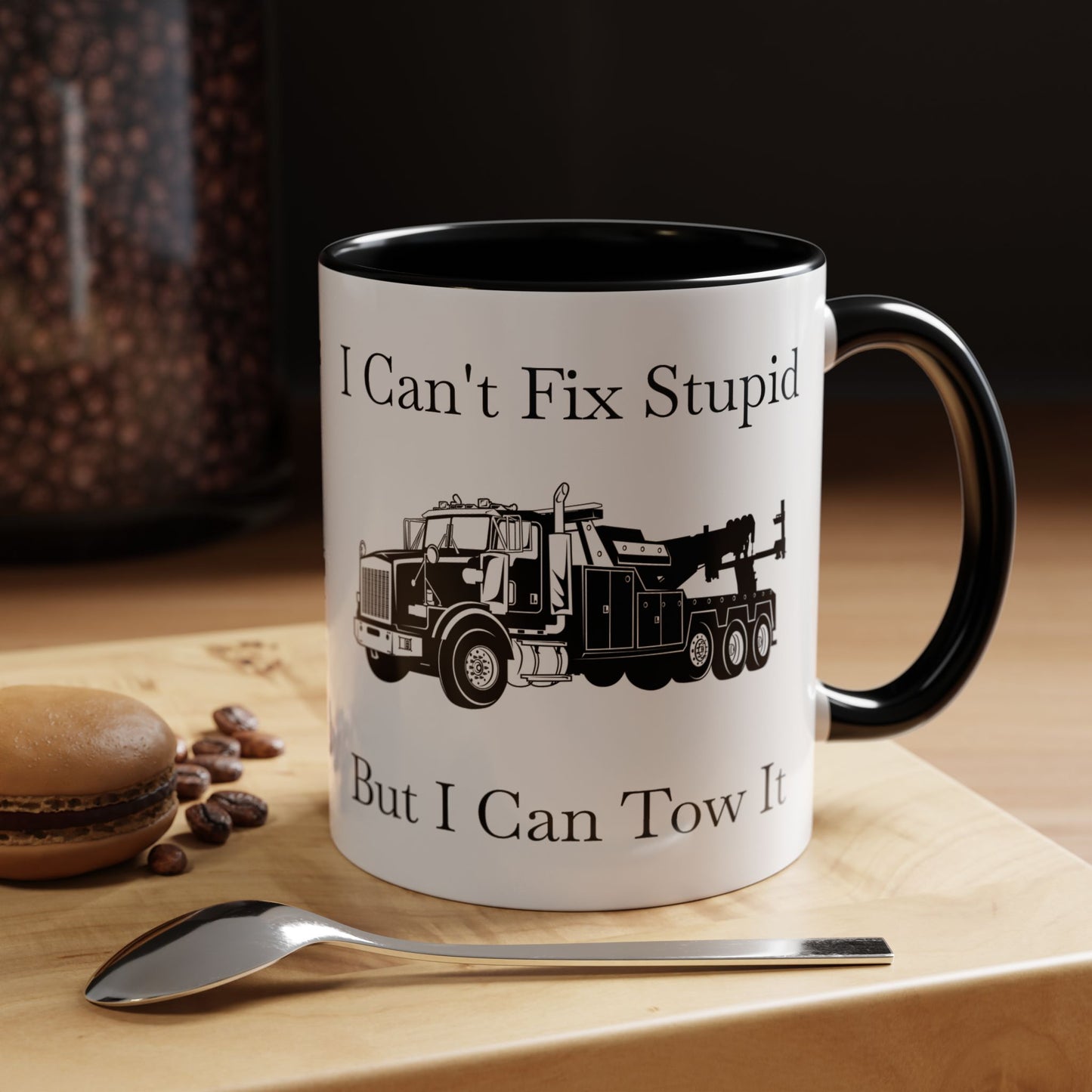 I Can't Fix Stupid Heavy Tow Truck 2-Tone Coffee Mug