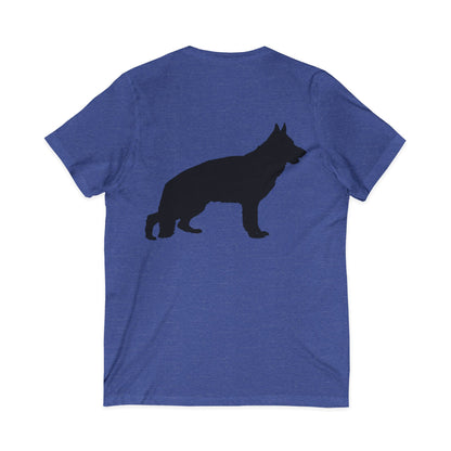 German Shepherd Silhouette Unisex Short Sleeve V-Neck Tee