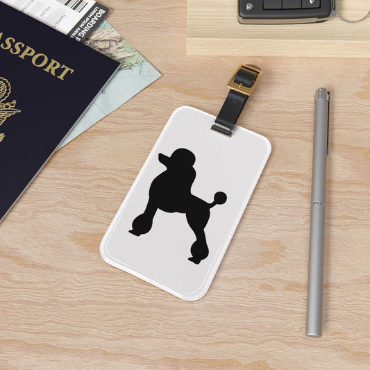 Poodle Silhouette Leather Strap Luggage Tag
