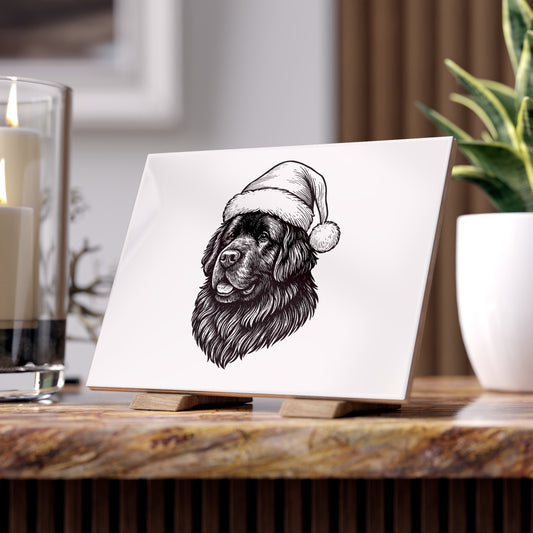 Santa Paws Newfie Ceramic Photo Tile