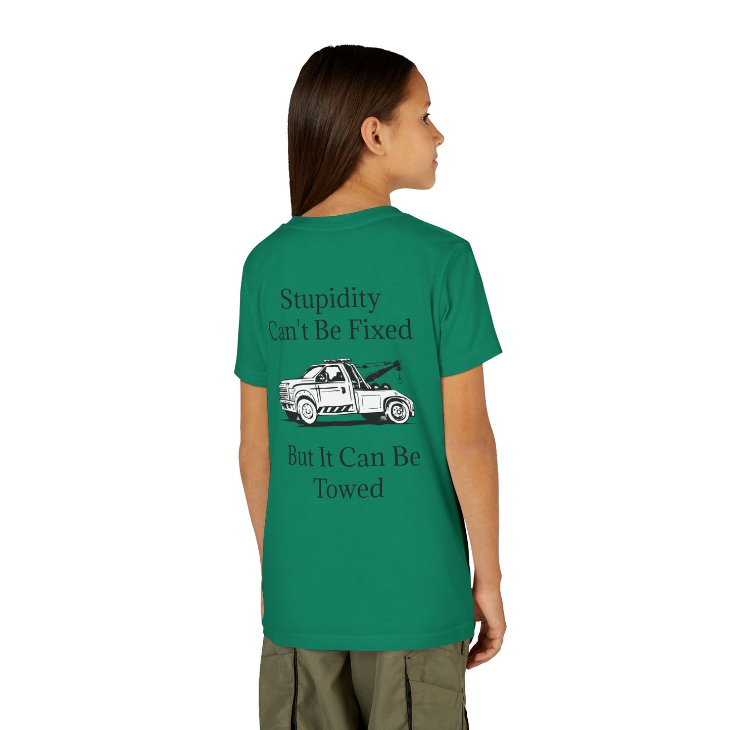 Stupidity Wheel Lift Tow Truck Youth Unisex Short Sleeve Crewneck Tee