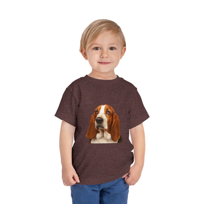 Basset Head Toddler Unisex Short Sleeve Crewneck Tee