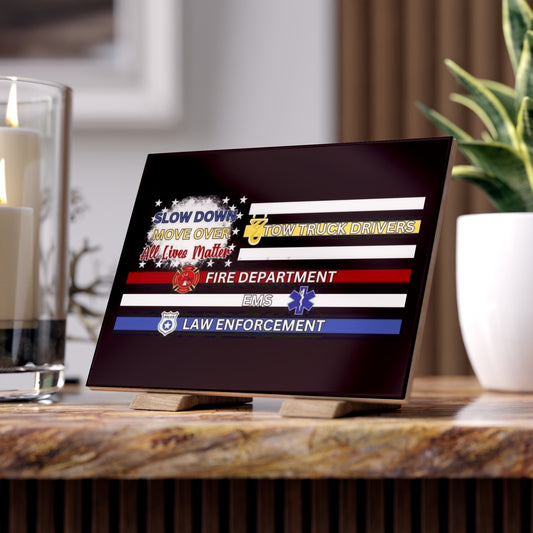 Slow Down Move Over Flag Ceramic Photo Tile