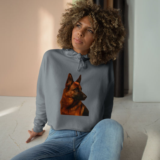 German Shepherd Head Women's Crop Hoodie