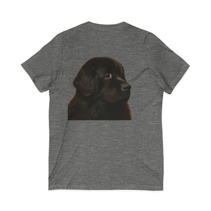 Newfie Head Unisex Short Sleeve V-Neck Tee