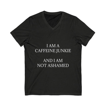 Caffeine Junkie Unisex Short Sleeve V-Neck Tee