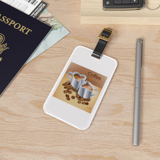 Coffee With Love Leather Strap Luggage Tag