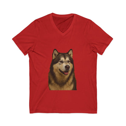 Malamute Head Unisex Short Sleeve V-Neck Tee