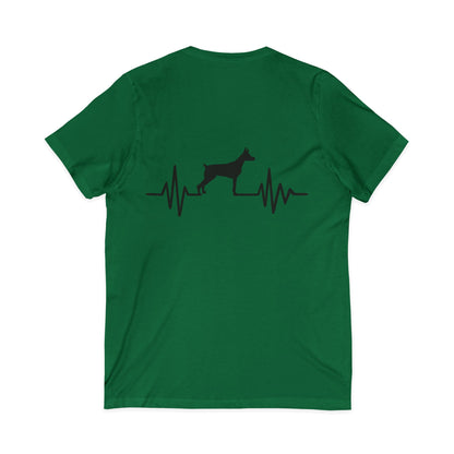 My Heart Beats For Dobermans Unisex Short Sleeve V-Neck Tee