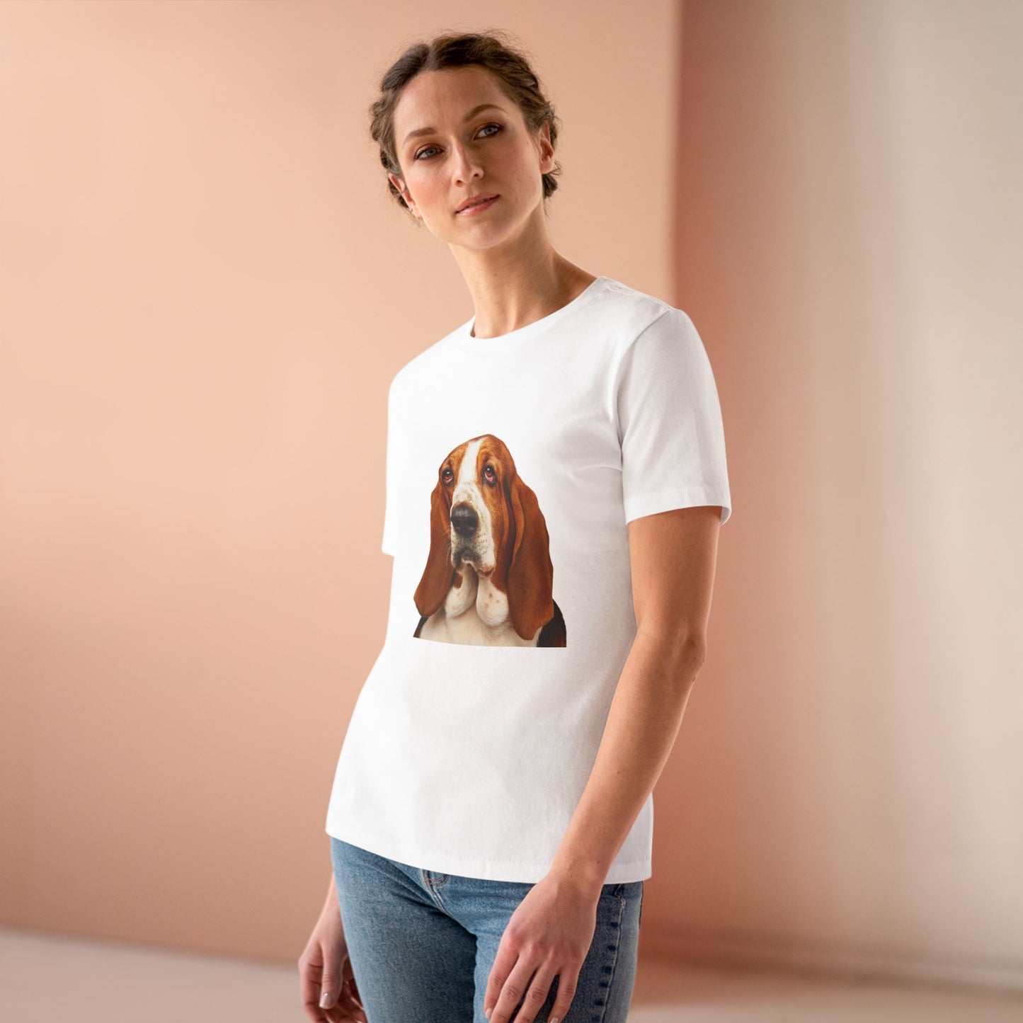 Basset Head Women's Short Sleeve Crewneck Tee