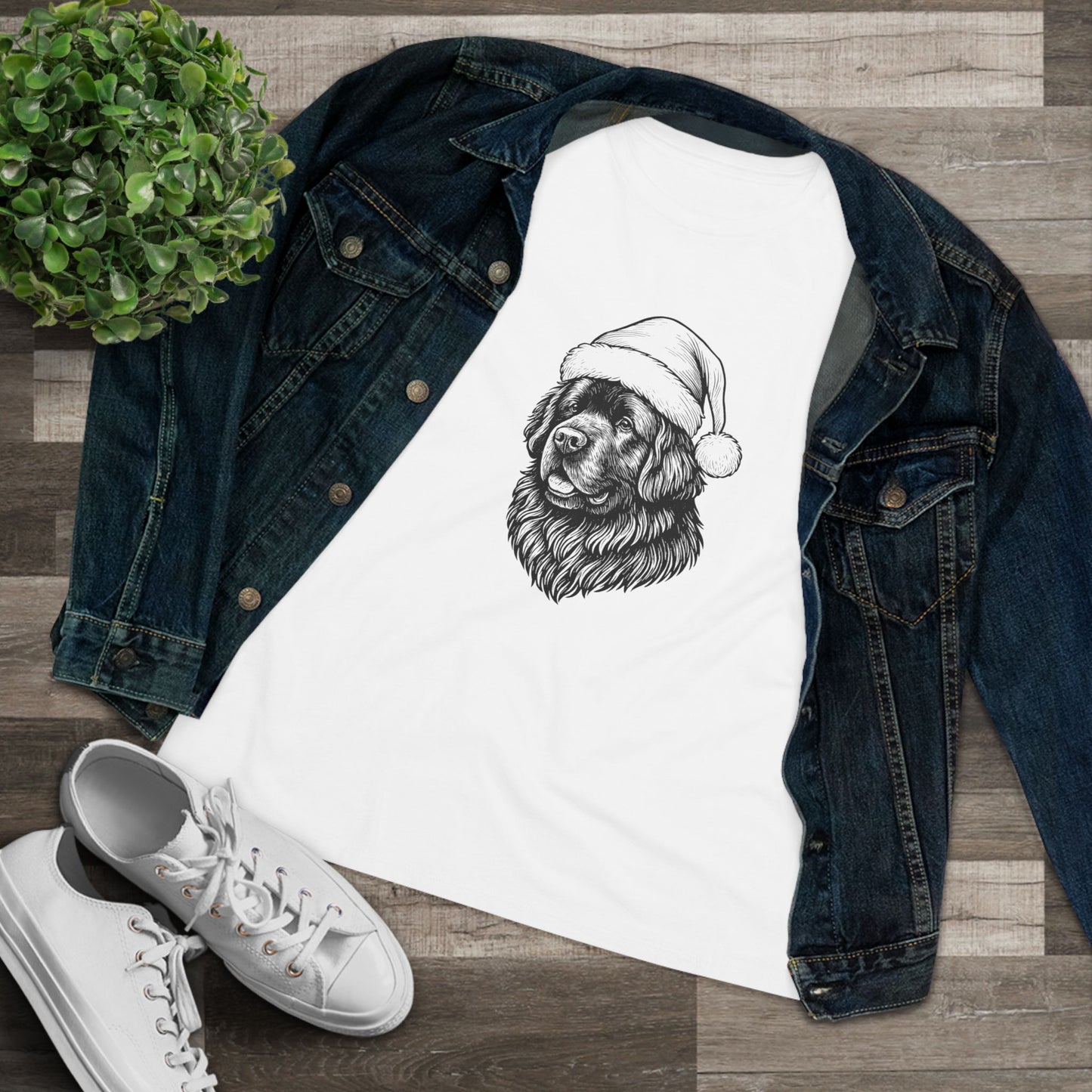 Santa Paws Newfie Women's Short Sleeve Crewneck Tee