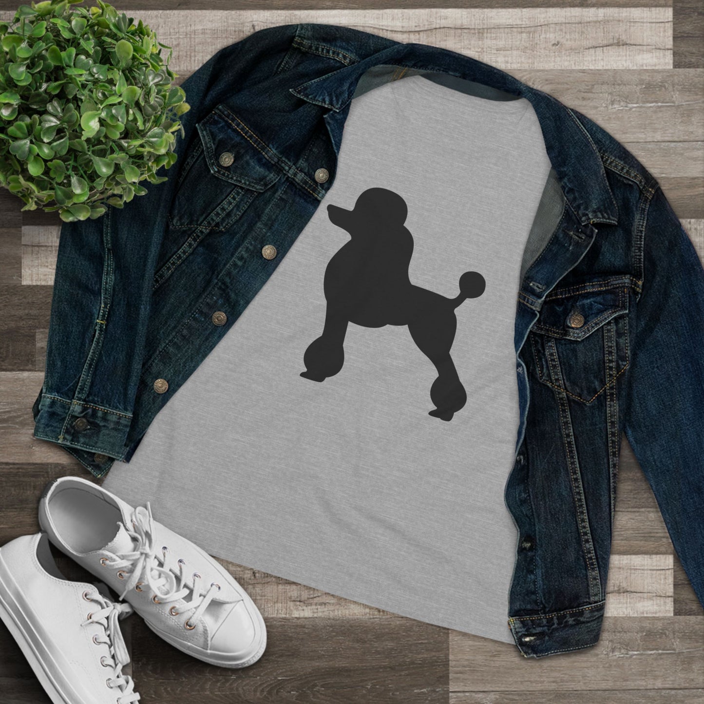 Poodle Silhouette Women's Short Sleeve Crewneck Tee