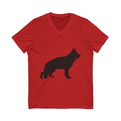 German Shepherd Silhouette Unisex Short Sleeve V-Neck Tee