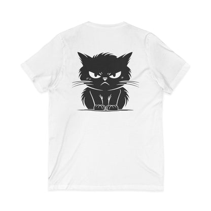 Angry Cat Unisex Short Sleeve V-Neck Tee
